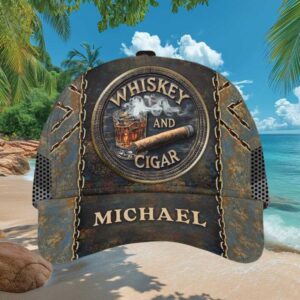 Personalized Whiskey and Cigar Enthusiast Rustic Chain Texture Custom Hat