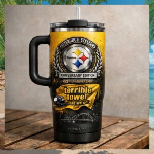 Pittsburgh Steelers 93rd Anniversary Terrible Towel Tumbler