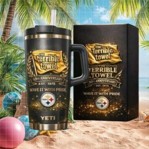 Pittsburgh Steelers The Terrible Towel 50th Anniversary YETI Style Tumbler with Box