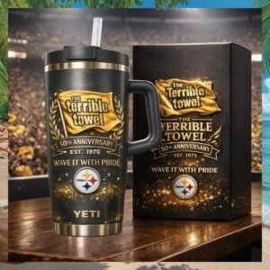 Pittsburgh Steelers The Terrible Towel 50th Anniversary Yeti Tumbler