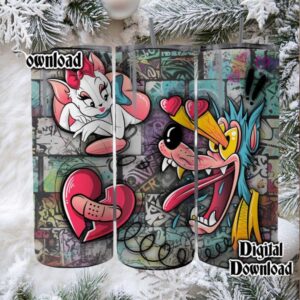 Playful Pursuit Cartoon Character Tumbler Art