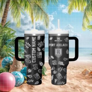 Port Adelaide Power Afl Black Silver Custom Tumbler Design