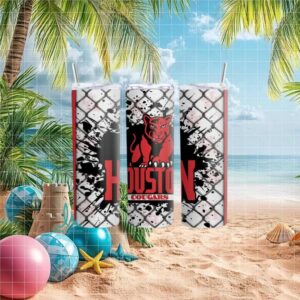 Red and Black Houston Cougars Travel Tumbler