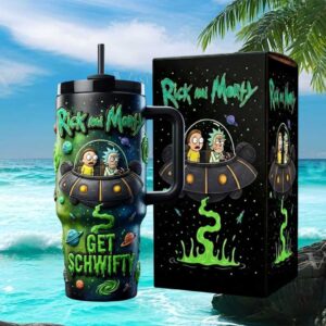 Rick and Morty Get Schwifty Space Ship 3D Effect 40oz Tumbler with Box
