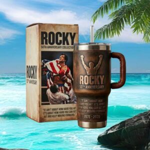 Rocky Balboa 50th Anniversary 1976 2026 Quote Leather Bound Tumbler
