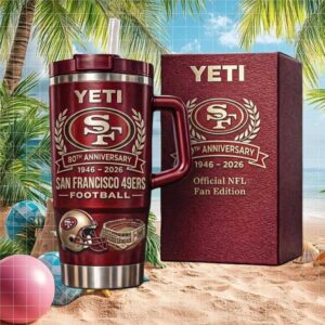 San Francisco 49ers 80th Anniversary 1946 2026 Crimson Red Official Fan 40oz Tumbler