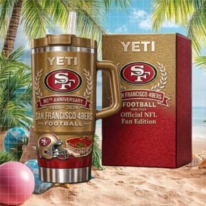 San Francisco 49ers 80th Anniversary 1946 2026 Gold Edition 40oz Tumbler with Handle