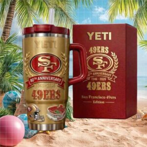 San Francisco 49ers 80th Anniversary 1946 2026 Yeti Tumbler with Handle