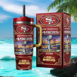 San Francisco 49ers Go Niners Super Bowl 2026 40oz Straw Tumbler