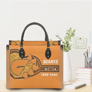 San Francisco Giants Personalized Orange Leather Handbag
