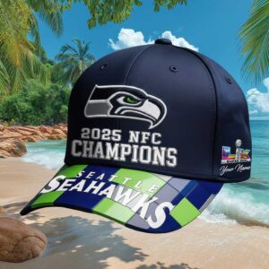 Seattle Seahawks 2025 NFC Champions Custom Name Personalized Hat