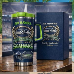 Seattle Seahawks 50th Anniversary 1976 2026 Commemorative Tumbler