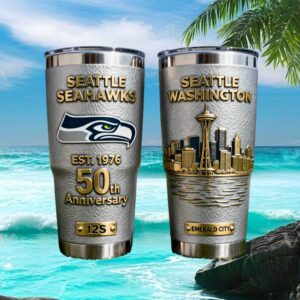 Seattle Seahawks 50th Anniversary Emerald City Leather Wrap Tumbler