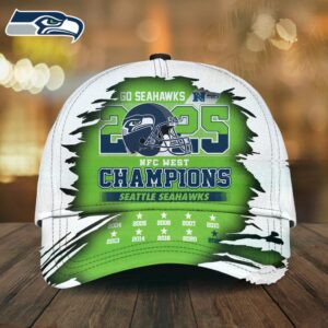Seattle Seahawks New Era 2025 NFC West Division Champions Locker Room Trophy Collection 9FORTY Adjustable Hat