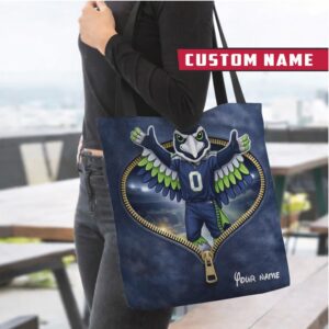 Seattle Seahawks Zipper Heart Fan Tote Bag