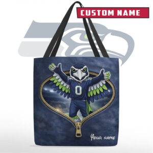 Seattle Seahawks Zipper Heart Fan Tote Bag