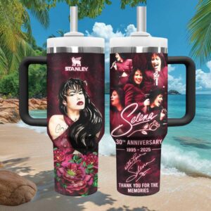 Selena Quintanilla 1995 2025 Memorial Portrait Floral 40oz Tumbler with Handle