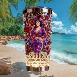 Selena Quintanilla “Como la Flor” Stained Glass Floral 40oz Tumbler