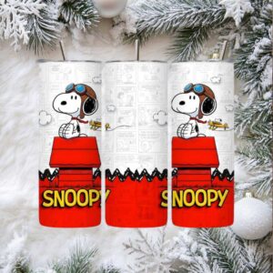 Snoopy Peanuts Pilot with Red Dog House Skinny Tumbler