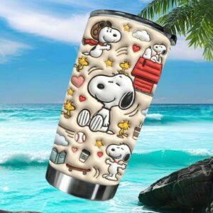 Snoopy and Woodstock Peanuts Gang 3D Puffy Effect Insulated Tumbler