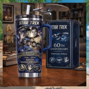 Star Trek 60th Anniversary To Boldly Go Tumbler with Handle
