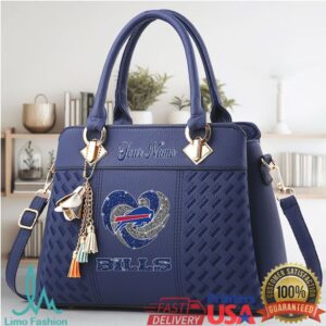 Stylish Grey Buffalo Bills Top Handle Bag with Tassel Charm