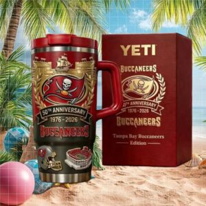 Tampa Bay Buccaneers 50th Anniversary 1976 2026 Yeti Handle Tumbler