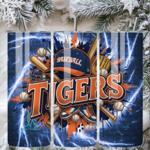 Tigers Baseball Lightning Skinny Tumbler