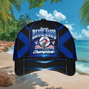 Toronto Blue Jays 2025 AL Champions Blue Neon Grid Graphic Cap