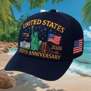 United States 250th Anniversary 1776 2026 Patriotic Landmarks Cap