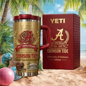 University of Alabama Crimson Tide 100th Anniversary 1926 2026 Gold YETI Tumbler