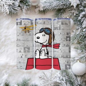 Vintage Comic Strip Snoopy The Flying Ace Insulated Travel Tumbler
