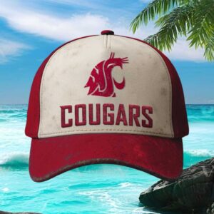 Washington State Cougars Distressed Crimson and White Adjustable Hat