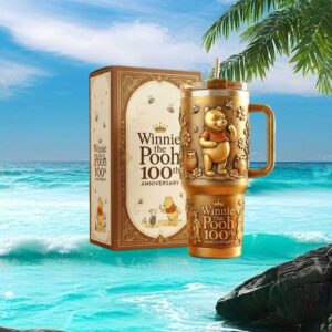 Winnie the Pooh 100th Anniversary Embossed Gold 40oz Tumbler