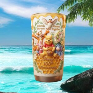 Winnie the Pooh Friends Forever 100th Anniversary 3D Embossed Tumbler