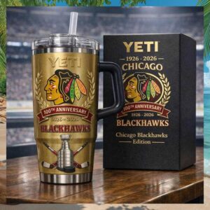 Yeti Chicago Blackhawks 100th Anniversary Gold Tumbler
