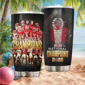 2026 National Champions Indiana Hoosiers Football Player Roster & Coach Cignetti Tumbler