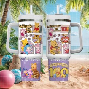 A Century of Friendship Winnie The Pooh Purple Multi Character Tumbler