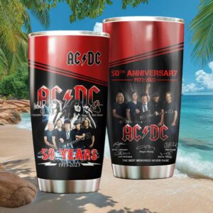 ACDC 50th Anniversary Commemorative Red & Black Band Signature Tumbler