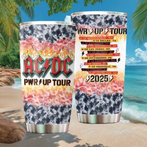 ACDC PWR UP Tour 2025 Tie Dye Stainless Steel Tumbler North American Tour Dates