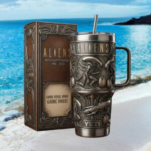 Aliens 40th Anniversary Xenomorph 3D Sculpted Leather Wrap YETI Tumbler