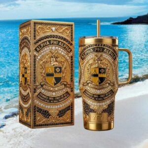 Alpha Phi Alpha Fraternity Luxury Gold & Black Diamond 3D Insulated Tumbler