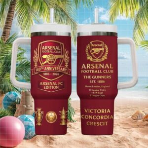 Arsenal FC 140th Anniversary Edition “The Gunners” 40oz Tumbler with Handle