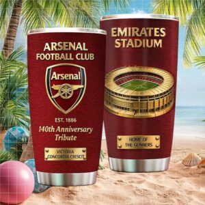 Arsenal FC 140th Anniversary Tribute Emirates Stadium Leather Texture Tumbler