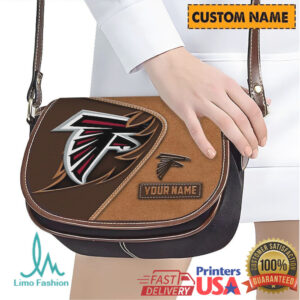 Atlanta Falcons Custom Name & Logo Graphic Saddle Handbag