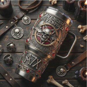 Avenged Sevenfold “Hail To The King” Gothic Skull Metal Tumbler