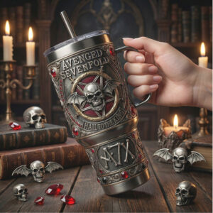 Avenged Sevenfold “Hail To The King” Gothic Skull Metal Tumbler