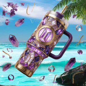 BTS K Pop 3D Crystal Stained Glass Style Luxury Amethyst Tumbler