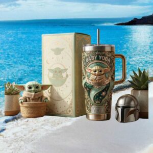 Baby Yoda “The Force is Cute” Luxury 3D Sculpted Tumbler with Gift Box