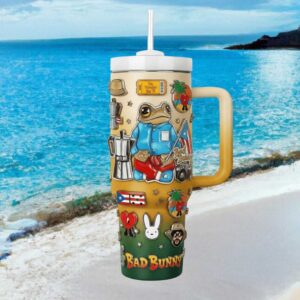 Bad Bunny Puerto Rico Tropical Frog Summer Tumbler